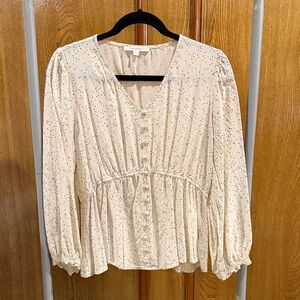 Fun 2 Fun Cream Speckled Blouse